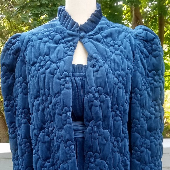 Say-Lu 3pc Velour Lounge Set/PJ's/Sleepwear Midnight Blue Size Large Vintage NWT - Picture 5 of 13